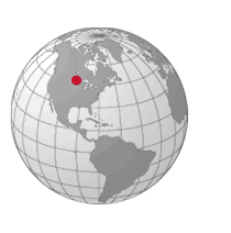 Graphic of the globe indicating Winnipeg, Manitoba, Canada