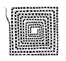 pen-and-ink illustration of a serpentine labyrinth © Rae St. Clair Bridgman
